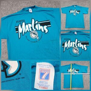VTG 90s Florida Marlins Logo Athletic 7 MLB Mens XL Baseball USA Made T Shirt
